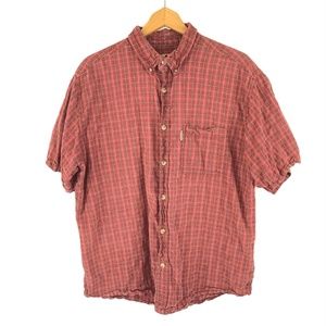 Woolrich Mens Button Down Short Sleeve Shirt Red